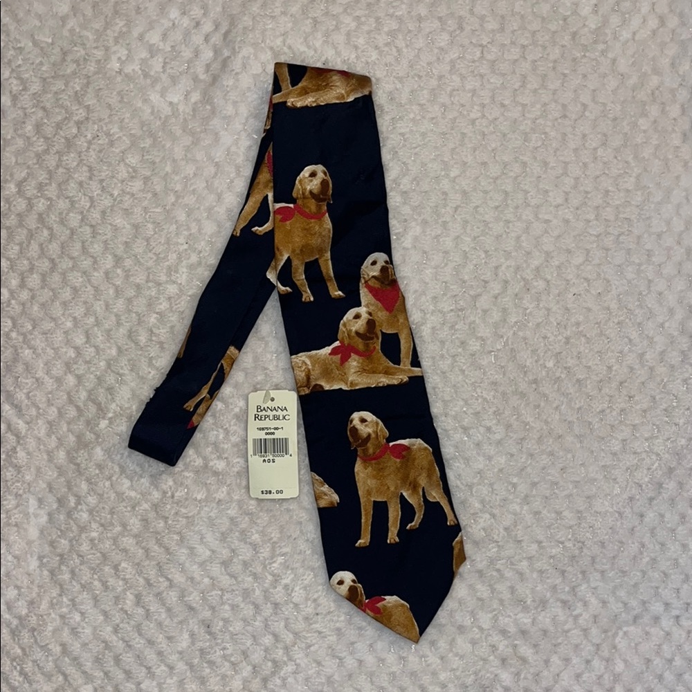 Banana Republic Men’s Dog Print Silk Tie, Made in Italy.